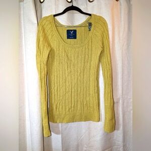 Bright Green 2010s American Eagle cable knit Long Sleeve  Sweater
